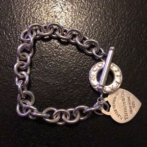 Tiffany&Co 925 Silver Heart Charm Bracelet